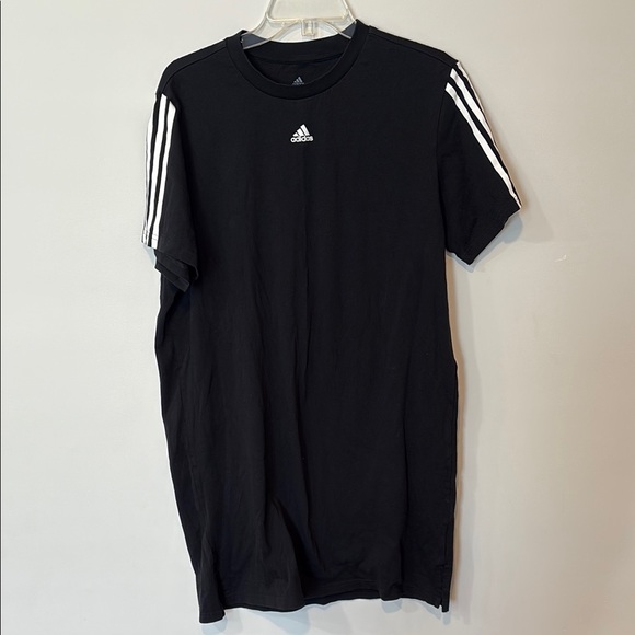 Adidas Black and White Short Sleeve Tee with Iconic Stripes - Picture 1 of 4